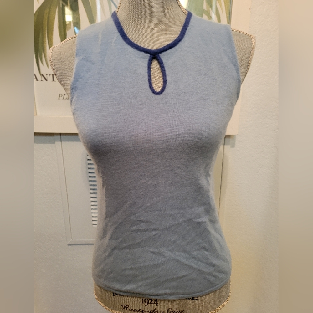 GRAYSON AND DUNN 100% CASHMERE BLUE KNIT BLOUSE US S